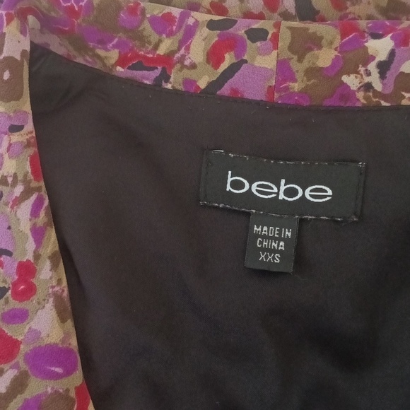 Y2K Bebe Womens Romper Jumper Sz XXS Pink Multi 100% Silk Watercolor One Piece - Picture 6 of 9